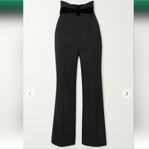 NWT RED VALENTINO Velvet-trimmed grain de poudre flared pants